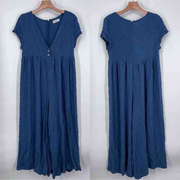 Natural Life Avery Linen Blend Jumpsuit Wide Leg Indigo Excellent Size XS - Picture 3 of 8